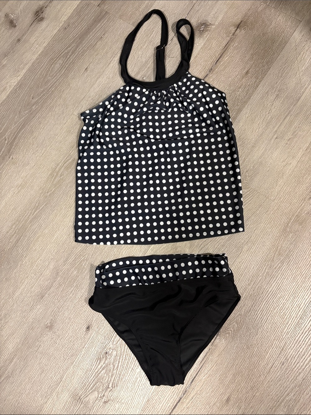 Polka Dot Black & White Tankini Set